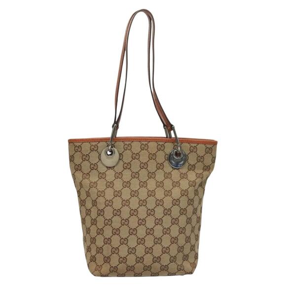 GUCCI GG Canvas Tote Bag Beige Silver - Picture 2 of 16